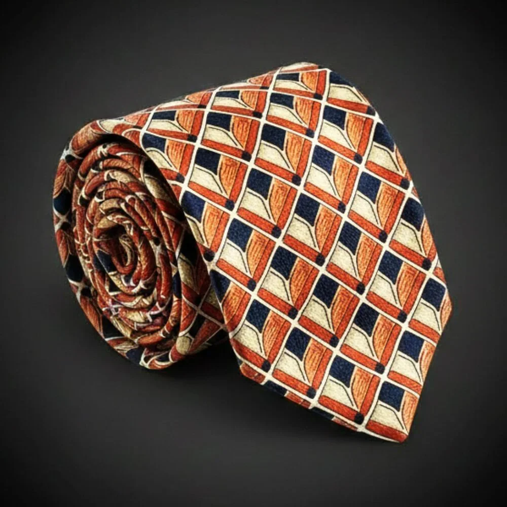 Ermenegildo Zegna Men's Silk Tie Geometric Luxury Designer Necktie Made in Italy